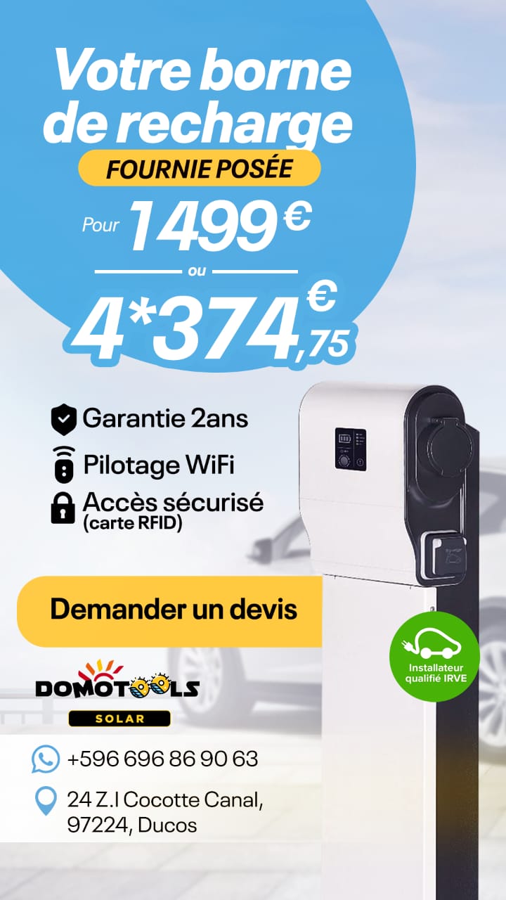 Borne de recharge IRVE installée à domicile en Martinique